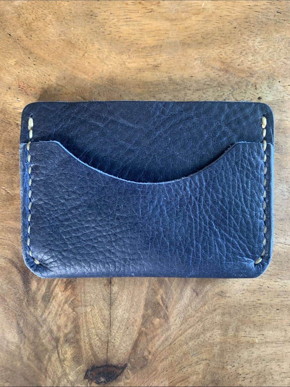 Minimalist Leather Card Sleeve Wallet - Navy